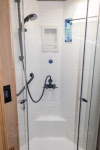Shower With Skylight and Skylight Cover With LED Light
